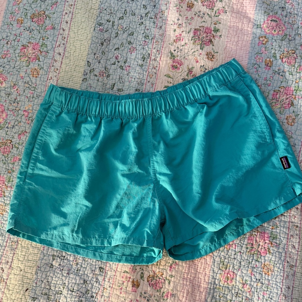 Patagonia Women's Barely Baggies in Teal/Aqua Blue Color 3” Inseam: Size XL